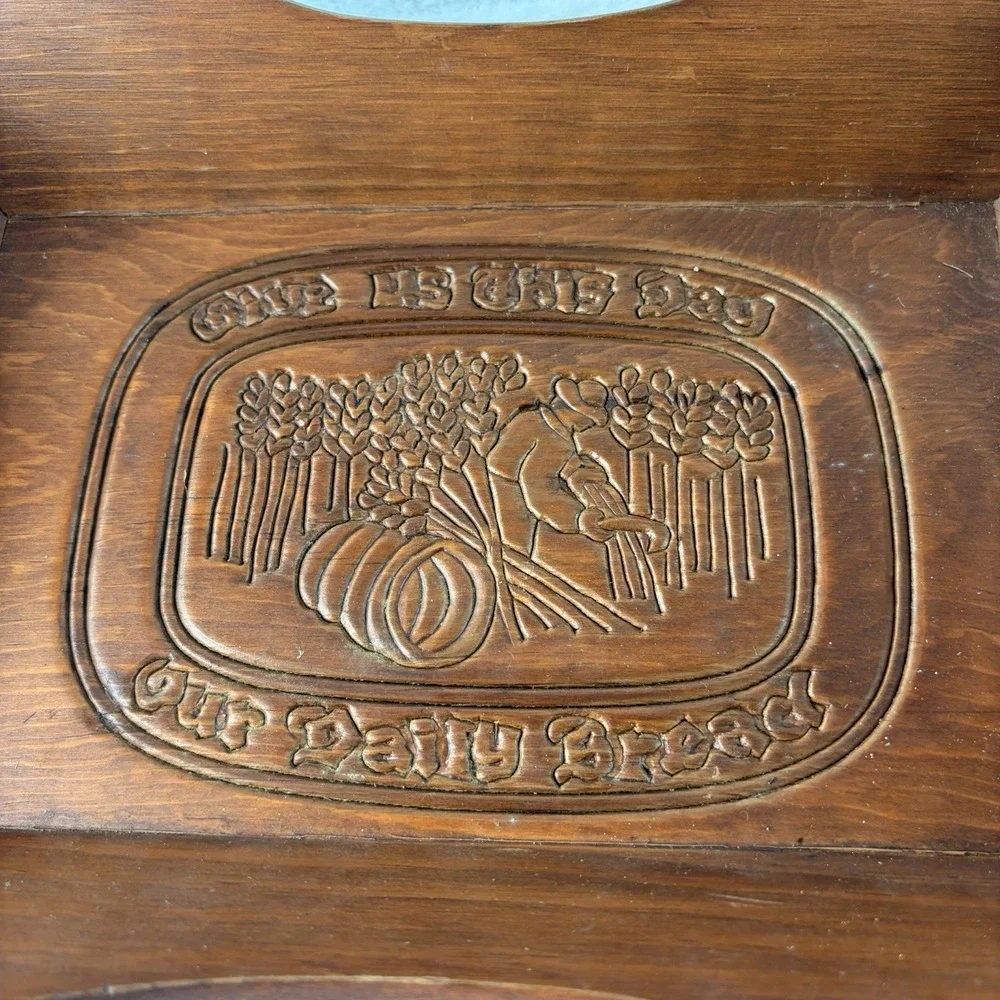 Vintage Wood Bread Tray Carved 